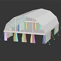 Large White Arch Structure Tent With Transparent Sides Curtains And Support Poles