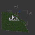 Industrial Factory Building With Red Roofs Surrounded by Green Trees and Open Space