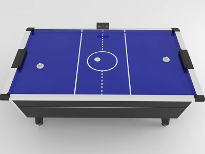 Air Hockey Table With Blue Surface White Lines And Black Frame 3d model
