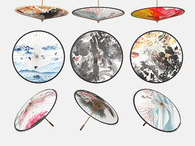 New Chinese style oil paper umbrella 3d model