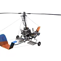 Single Rotor Helicopter With Open Cockpit Frame Seats And Colored Tail Design