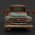 Vintage Rusty Blue Truck Featuring Wooden Cargo Bed And Classic Design