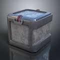 Practical Household Storage Container Metal Cube Shaped Design With Red Latches And Textured Surface