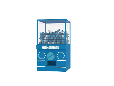 Fun Blue Playground Equipment Toy Capsule Machine with Colorful Capsules for Children Indoor 3d model