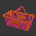 Orange Plastic Shopping Basket With Perforated Design And Convenient Handle For Daily Necessities