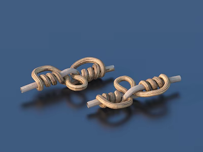 Wooden Stick Rope Wrapped Knot Design Two Household Items For Decorative Use 3d model
