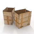 Two Stacked Brown Cardboard Boxes With Tape Labels And Barcodes