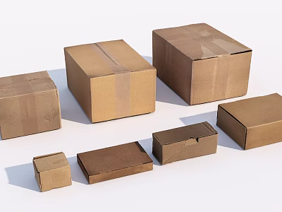 Brown Cardboard Boxes In Various Sizes For Home Storage And Organization 3d model