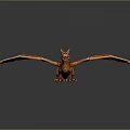 3D Orange Dragon Model with Scaled Body and Wings in Flying Pose on Dark Background
