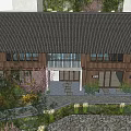 Traditional Wooden Homestay Architecture With Tile Roof Cherry Blossom Trees And Stone Steps