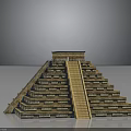 Ancient Stepped Pyramid Architecture With Stone Layers And Temple Structure On Summit 3d model