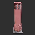 Vintage Pink Roadside Column Facility With Lattice Windows And Concrete Base
