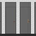 Sleek Modern Gray Hinged Doors With Black Frames And Red Accent Handles 3d model
