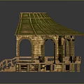 Detailed Ancient Architectural Model With Arches Columns Steps And Curved Roof