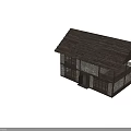 Ancient Building With Traditional Sloped Roof Wooden Structure Stone Walls Multiple Views And Interior Details