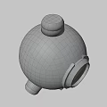 Spherical Grenade Weapon Design Featuring Black Body Red Central Core And Yellow Decorative Accents