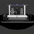 Modern Boat Exterior Design With Blue Seats White Deck And Stern Logo