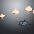 Cartoon Scene With Pyramids Compass And Small Structures On Dark Background 3d model