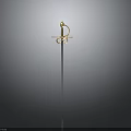 Classic Ornamental Sword With Metal Blade And Golden Hilt Spiral Design