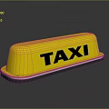 Yellow Taxi Roof Sign with Black TAXI Lettering and Reflection Effect on Dark Background