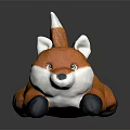 Animated Fox Plush Toy Character From Game Movie Lying Pose With Orange Body White Ears