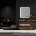 Elegant Modern Bathroom Vanity With Backlit Mirror Marble Countertop And Gold Accents
