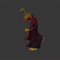 Bent Wizard Rat Character In Blue Robe With Tall Hat And Walking Cane