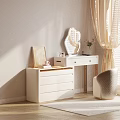 Elegant Modern White Dressing Table With Gold Legs Mirror Drawers And Decorative Chair Natural Light