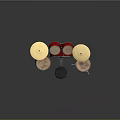 Complete Red Drum Set With Cymbals Drums And Adjustable Stool 3d model