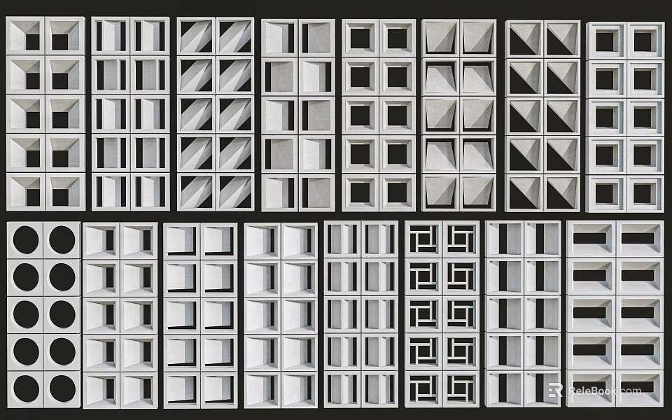 Modern Interior Partition Designs with Geometric Patterns and Various Grid Shapes 3d model