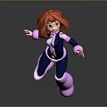 3D Animated Superhero Character With Red Hair And Blue Pink Outfit