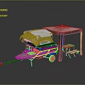 Camper Trailer With Pop Up Tent Awning And Foldable Table Chairs 3d model