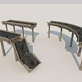 Road Facilities With Curved And Long Structures Featuring Stone Texture Support Columns 3d model