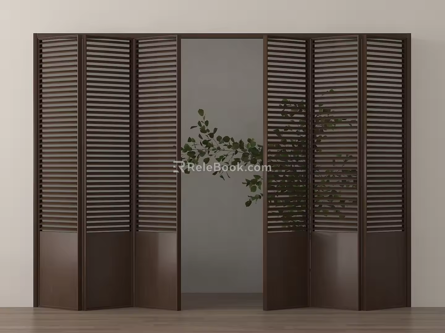 Middle ancient style folding door shutter door glass door 3d model