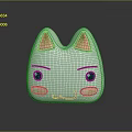 Cute White Cartoon Cat Character With Brown Ears Red Cheeks And Smiling Face Design