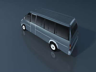 Gray Modern Van With Sleek Exterior And Multiple Windows Side View 3d model