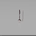 Traditional Red Musical Apparatus Featuring Round Resonant Box And Slender Rod