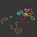 Intricate Curved Pattern Design With Pink Purple Lines And Dark Gradient Background