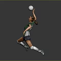 Woman Playing Volleyball In Green Jersey With Number 8 Jumping To Spike