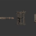 Ancient Military Warfare Equipment Three Different Wooden Structures With Metal Spikes