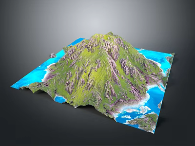 Picturesque Island Landscape Featuring Green Mountains Blue Ocean And Lush Vegetation 3d model