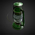 Vintage Green Candle Lamp with Metal Frame and Glass Shade Classic Design