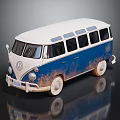 Vintage Volkswagen Bus With Blue And White Exterior And Rusted Details
