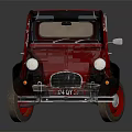 Vintage Red Classic Car with Black Roof and Retro Design Elements