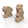 Two Decorative Stacked Stone Wall Structures With Natural Textured Surfaces 3d model