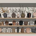 Various Colored Vases With Flowers in Different Shapes on Wooden Shelves