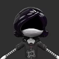 Stylish Cartoon Character With Purple Hair Black Hoodie Skeleton Pattern And Striped Sleeves