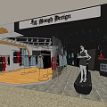 Hong Young Design Clothing Store With Fashion Clothes Mannequin And Display Racks
