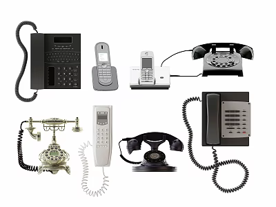 Various Vintage And Modern Telephones Collection For Communication Devices 3d model