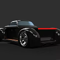 Black Modern Retro Style Pickup Truck With Large Silver Wheels And Red Accent